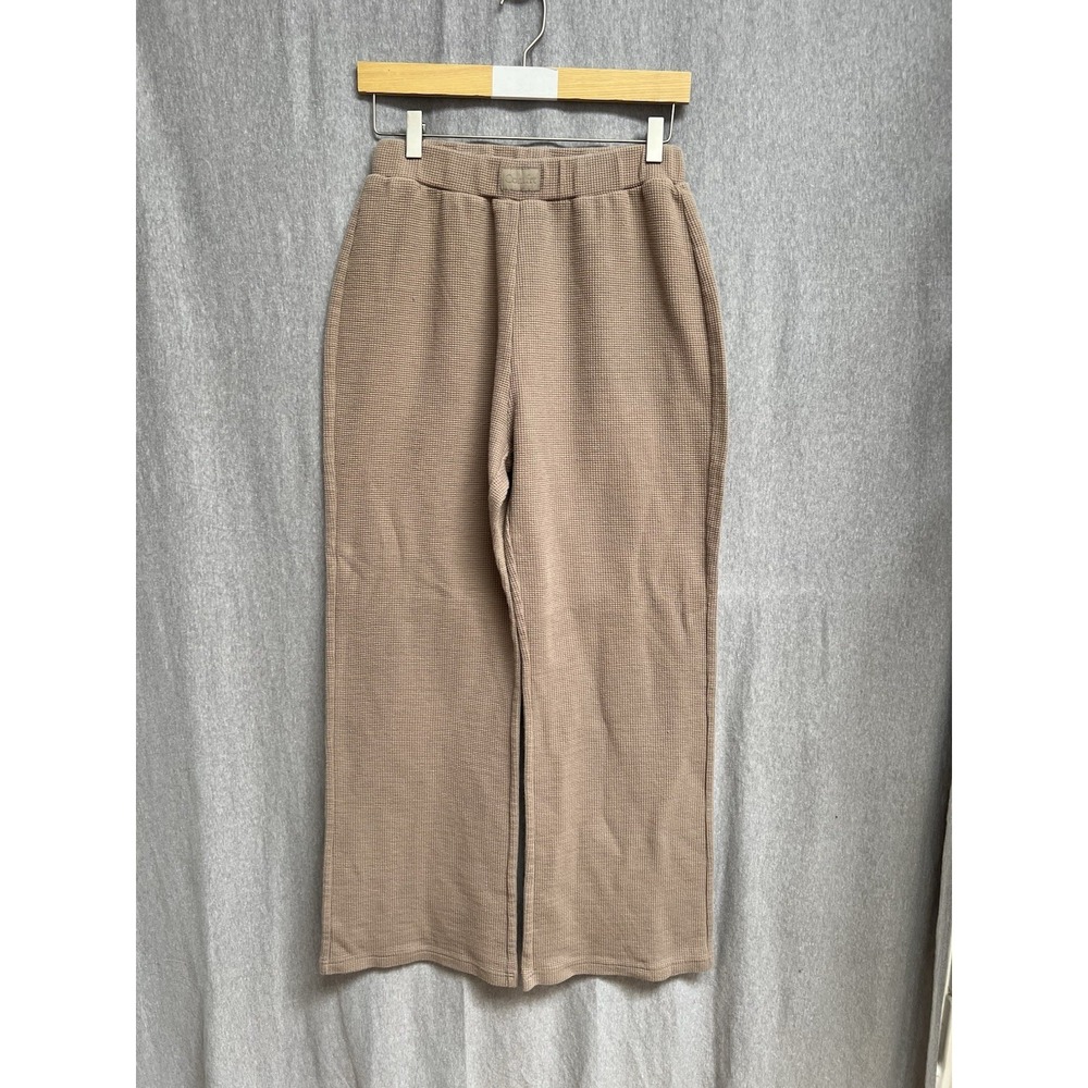 Comfrt Waffle Lounge Pants Women's Medium Tan Wide Leg Waffle Knit